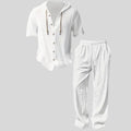 Men’s lightweight two-piece set with a hood, casual vacation style, loose and breathable thin fabric, hooded sweatshirt and wide-leg pants, for summer wear
