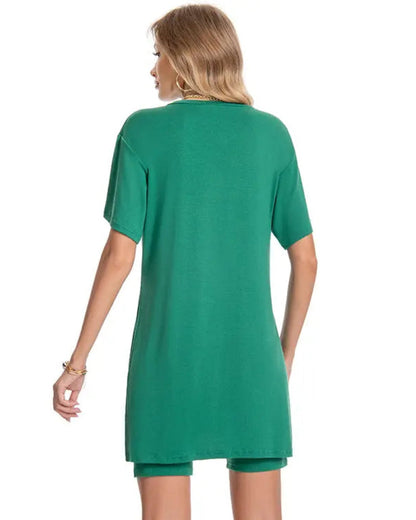 Women's Summer Casual Set: Loose T-Shirt and Biker Shorts – Reversible Athleisure Set