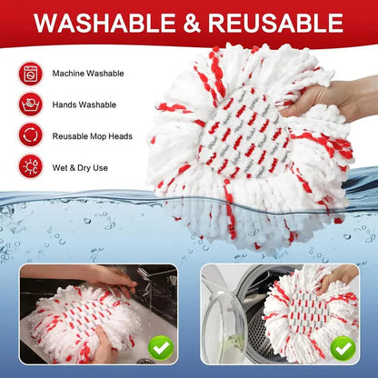 Mop Head Replacement – Built-In Red Scrub Pads For 40% Faster Deep Cleaning