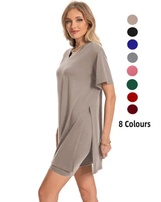 Women's Summer Casual Set: Loose T-Shirt and Biker Shorts – Reversible Athleisure Set