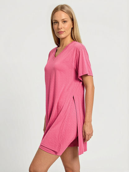 Women's Summer Casual Set: Loose T-Shirt and Biker Shorts – Reversible Athleisure Set