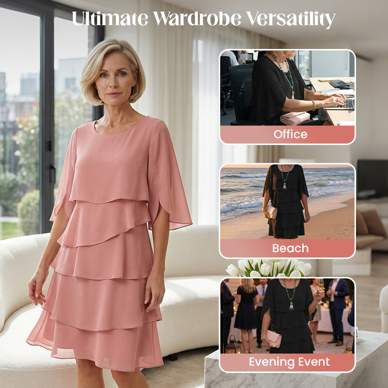 🎁 50% OFF! Women's Elegant Layered Ruffle Sleeve Dress – Effortless Style for Every Occasion 💃