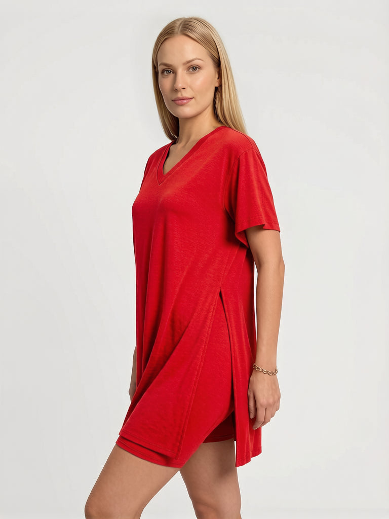 Women's Summer Casual Set: Loose T-Shirt and Biker Shorts – Reversible Athleisure Set