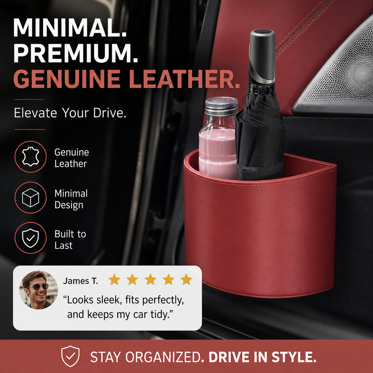 🚗 45% OFF! Leather Car Door Cup Holder – Wide‑mouth opening, easy reach for drinks & phone. Clip‑on secure fit. PU leather, tough & stylish. 🛡️✨