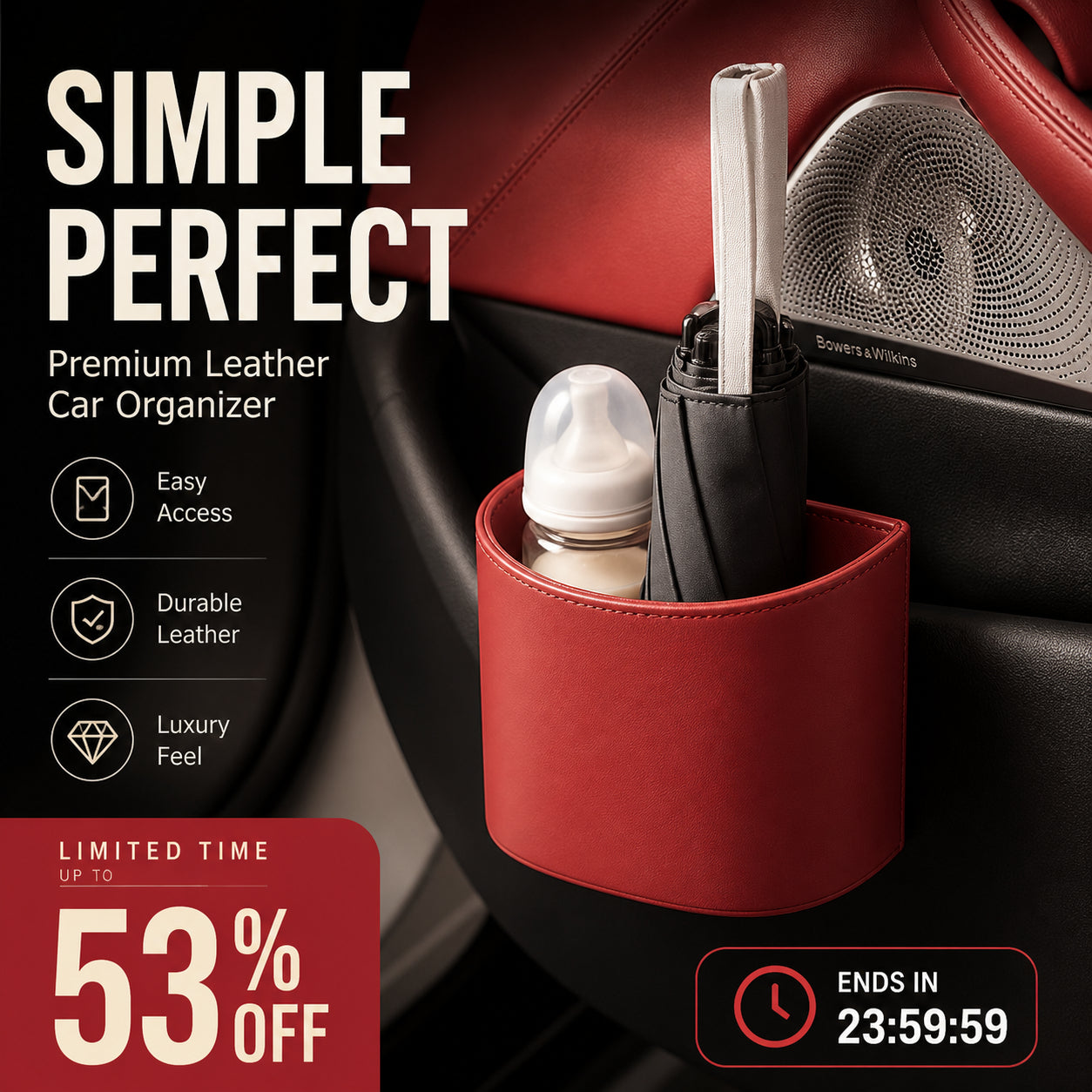 🚗 45% OFF! Leather Car Door Cup Holder – Wide‑mouth opening, easy reach for drinks & phone. Clip‑on secure fit. PU leather, tough & stylish. 🛡️✨