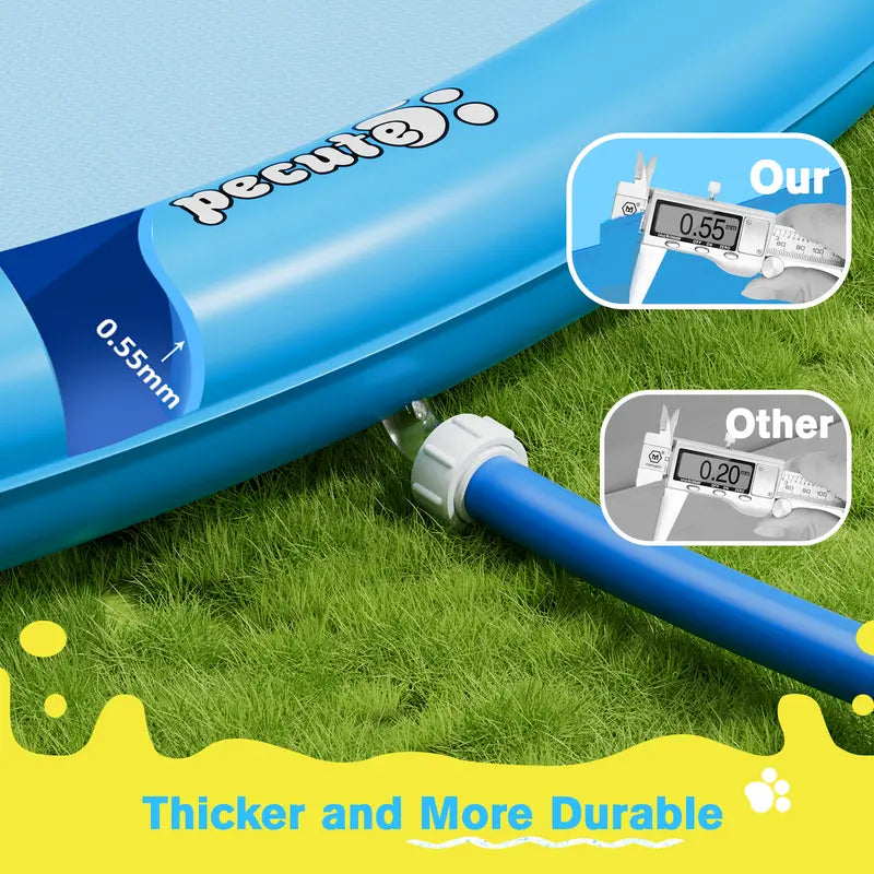 Pecute Dog Splash Pad Sprinkler Mat, Non-Slip Durable Thick PVC Backyard Water Play Mat for Dogs(without PVC pipe ), Portable Pet Wading Pool & Summer Outdoor Toy, dealsforyoudays,petlover,summer essential,summervibes Swimming Pool Set Kiddie Inflatable
