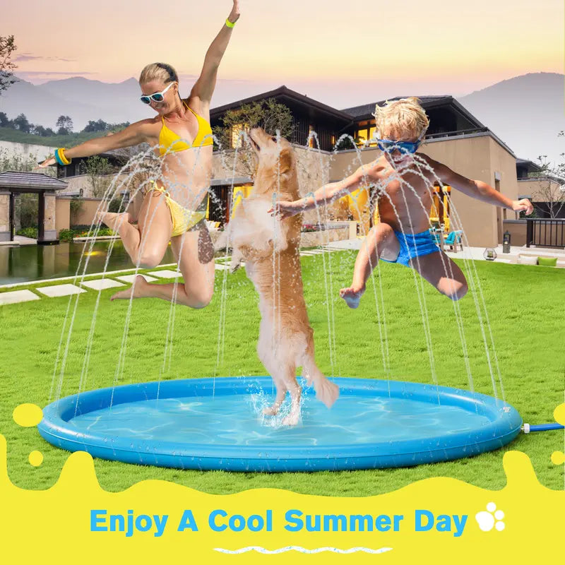 Pecute Dog Splash Pad Sprinkler Mat, Non-Slip Durable Thick PVC Backyard Water Play Mat for Dogs(without PVC pipe ), Portable Pet Wading Pool & Summer Outdoor Toy, dealsforyoudays,petlover,summer essential,summervibes Swimming Pool Set Kiddie Inflatable