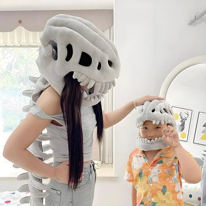 Dinosaur Skeleton Headgear Pillow, 4 Color Options Available, Unisex Cushion, Perfect for Party Cosplay and Sofa Lounging