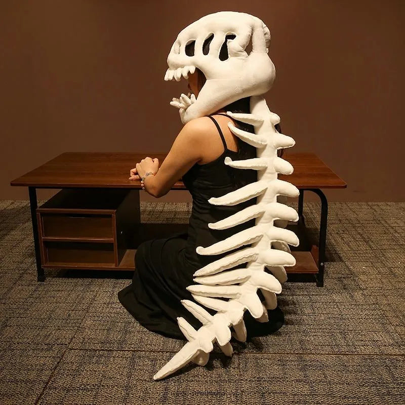 Dinosaur Skeleton Headgear Pillow, 4 Color Options Available, Unisex Cushion, Perfect for Party Cosplay and Sofa Lounging