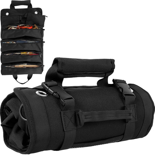 Roll Up Tool Bag with Detachable Tool Pouches Heavy Duty Organizer for Mechanics Electricians Plumbers and Carpenters Foldable Versatile Canvas Garden Tool Bag Backpack Durable, Convenient Tool Pockets, Tool Storage Kit