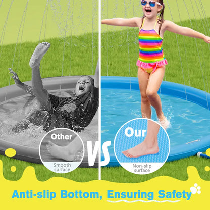 Pecute Dog Splash Pad Sprinkler Mat, Non-Slip Durable Thick PVC Backyard Water Play Mat for Dogs(without PVC pipe ), Portable Pet Wading Pool & Summer Outdoor Toy, dealsforyoudays,petlover,summer essential,summervibes Swimming Pool Set Kiddie Inflatable