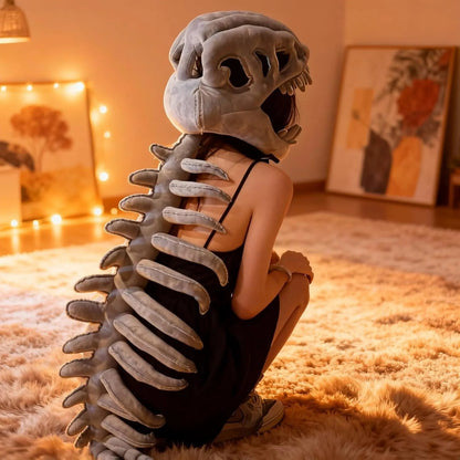 Dinosaur Skeleton Headgear Pillow, 4 Color Options Available, Unisex Cushion, Perfect for Party Cosplay and Sofa Lounging