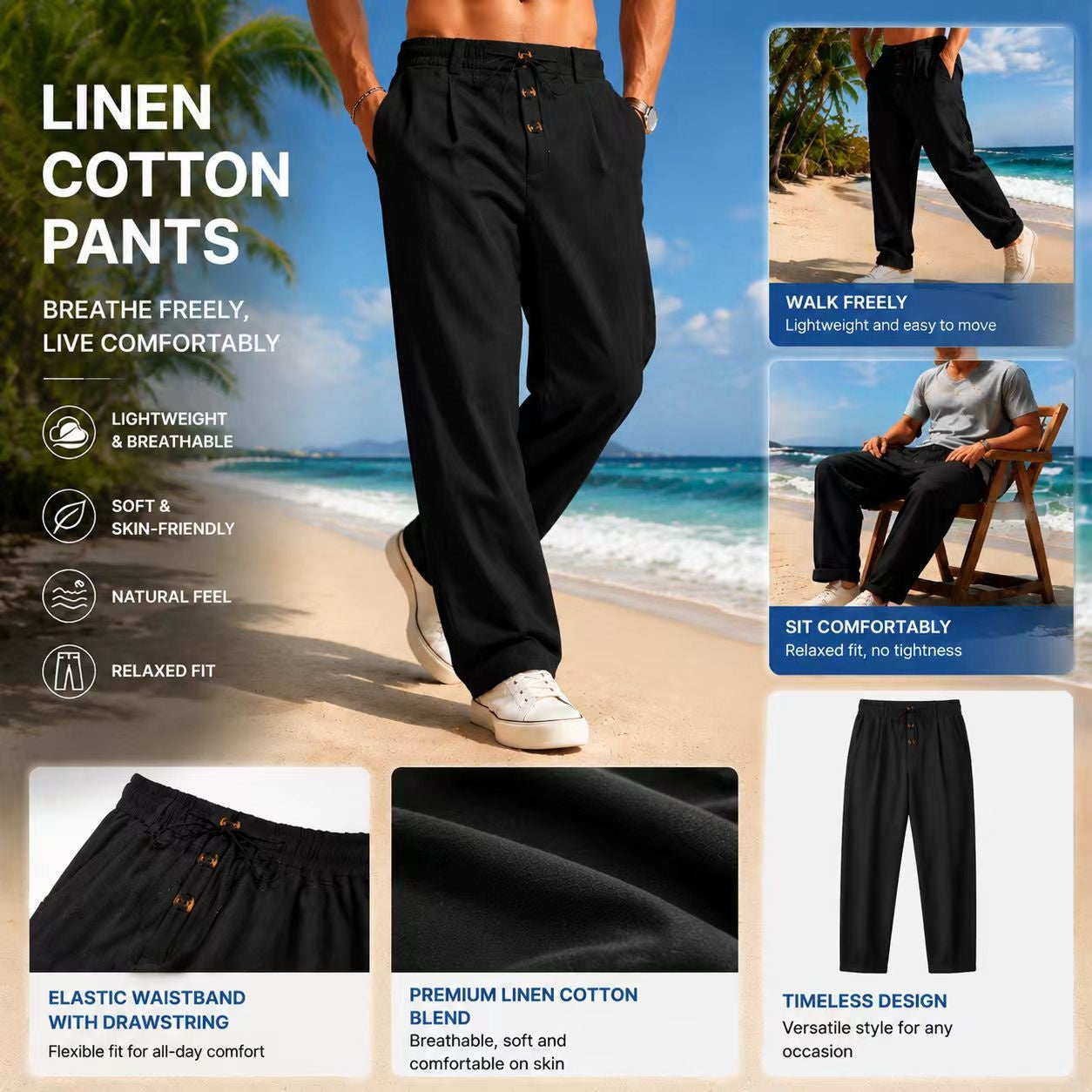 ⏳ Limited-Time Offer ⏰ Men's Loose-Fit Casual Lightweight Straight-Leg Pants