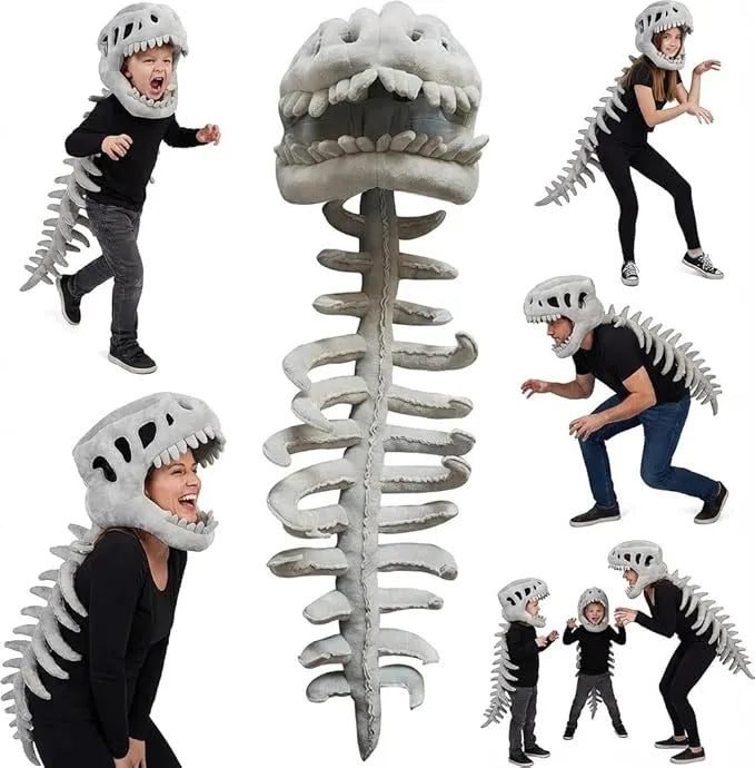 Dinosaur Skeleton Headgear Pillow, 4 Color Options Available, Unisex Cushion, Perfect for Party Cosplay and Sofa Lounging