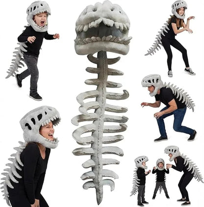 Dinosaur Skeleton Headgear Pillow, 4 Color Options Available, Unisex Cushion, Perfect for Party Cosplay and Sofa Lounging